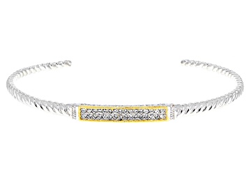 Picture of White Crystal Rhodium And 18k Gold Over Brass Two Tone Bracelet