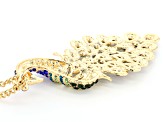 Multi-color Crystal Gold Tone Peacock Necklace