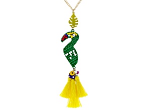 Multicolor Bead Gold Tone Macaw Necklace