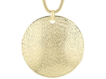 Picture of Gold Tone Hammered  Medallion Pendant With 35" Chain