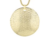 Gold Tone Hammered  Medallion Pendant With 35" Chain