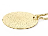 Gold Tone Hammered  Medallion Pendant With 35" Chain