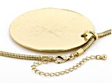 Gold Tone Hammered  Medallion Pendant With 35" Chain