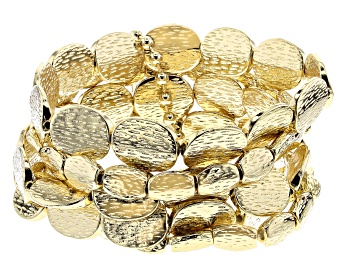 Picture of Gold Tone Hammered Stretch Bracelet Set Of Five