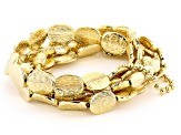 Gold Tone Hammered Stretch Bracelet Set Of Five