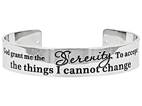 Silver Tone Serenity Prayer Cuff Bracelet Set of Three