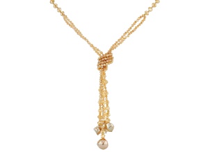 Peach Color Bead & Peach Color Baroque Pearl Simulant Necklace