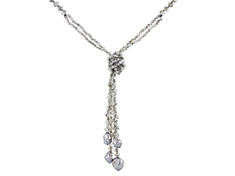 Gray Bead & Gray Baroque Pearl Simulant Necklace