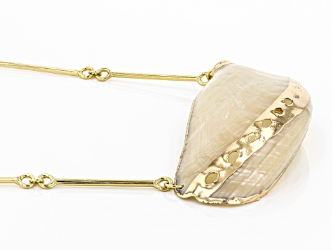 Shell Gold Tone Link Necklace