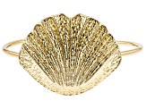 Hammered Gold Tone Seashell Cuff Bracelet
