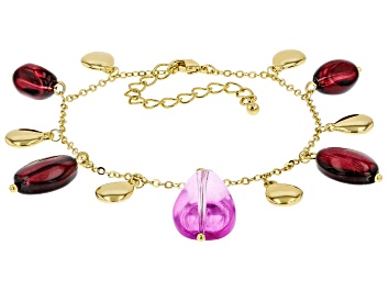 Picture of Purple And Burgundy Bead Gold Tone Bracelet