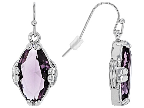 Purple Crystal Silver Tone Dangle Earrings - PDJ121 | JTV.com