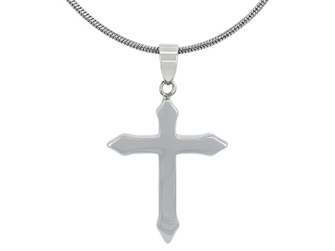 Silver Tone Cross Pendant With 30" Chain