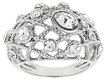 Picture of Mixed Shapes White Crystal Silver Tone Ring