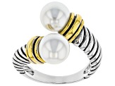 White Pearl Simulant Two Tone Bypass Ring