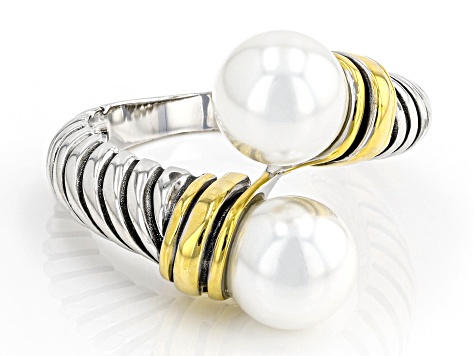 White Pearl Simulant Two Tone Bypass Ring
