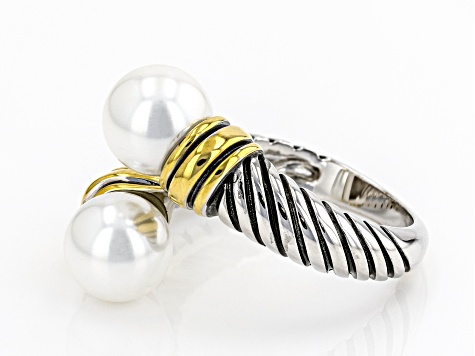 White Pearl Simulant Two Tone Bypass Ring
