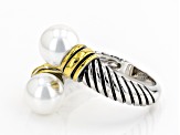White Pearl Simulant Two Tone Bypass Ring