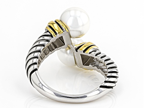 White Pearl Simulant Two Tone Bypass Ring
