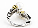 White Pearl Simulant Two Tone Bypass Ring