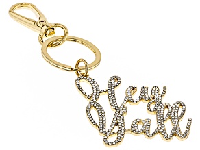 White Crystal "Hey Y'all" Gold Tone Key Chain
