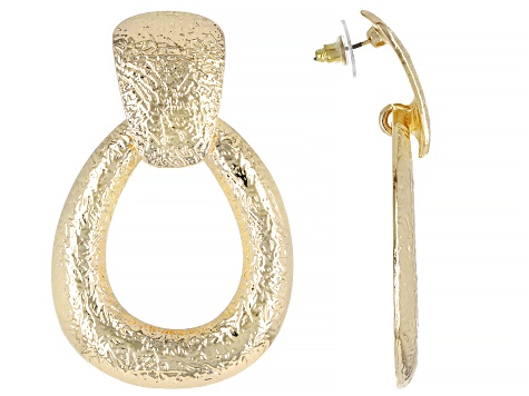 Gold Tone Textured Dangle Earrings