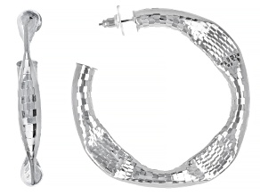 Silver Tone Hammered Hoop Earrings