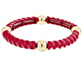 White Crystal Red, White, And Blue Epoxy Gold Tone Stretch Bracelet Set Of Three