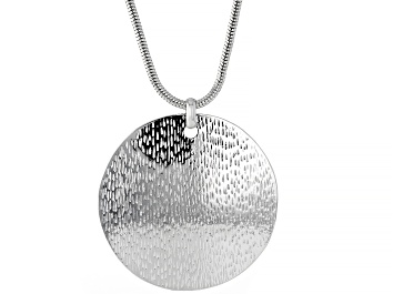 Picture of Silver Tone Hammered Medallion Pendant With 35" Chain