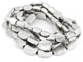 Silver Tone Hammered Stretch Bracelet Set Of Five