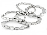 Silver Tone Hammered Stretch Bracelet Set Of Five