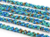 Blue, Green, and Gold Beaded Multi Strand Gold Tone Necklace