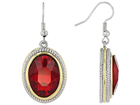 Two Tone Red Crystal Dangle Earrings