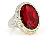 Two Tone Red Crystal Solitaire Ring