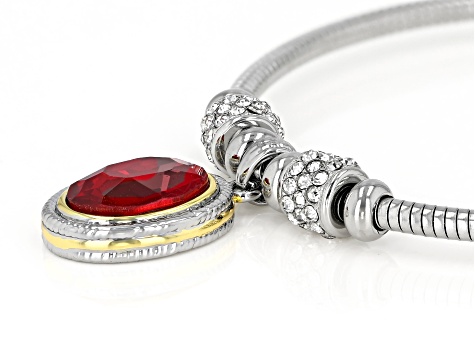 Two Tone Red Crystal with White Crystal Bracelet