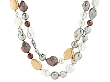 Picture of Multi Color Double Strand Pearl Simulant Necklace