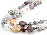 Multi Color Double Strand Pearl Simulant Necklace