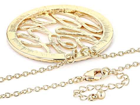 White Crystal Gold Tone "Hey Y'all" Necklace