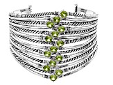 Green Peridot Silver Tone Cuff Bracelet 8.40ctw