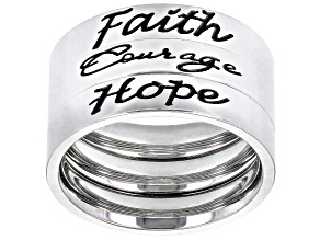 Silver Tone, Faith, Courage & Hope,  Set of 3 Rings