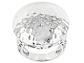 Picture of Textured Rhodium Over Sterling Silver Dome Ring