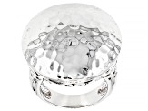 Textured Rhodium Over Sterling Silver Dome Ring