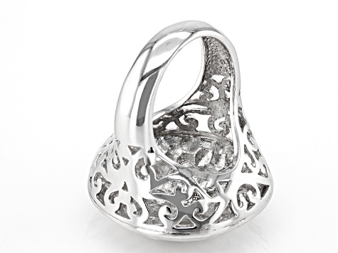Textured Rhodium Over Sterling Silver Dome Ring