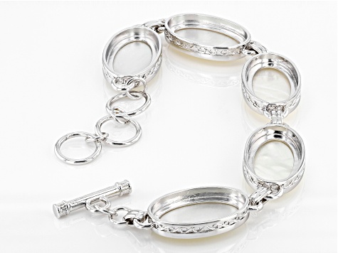 Mother Of Pearl Silver Tone Station Bracelet