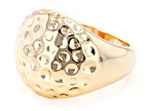 18k Yellow Gold Over Brass Textured Dome Ring