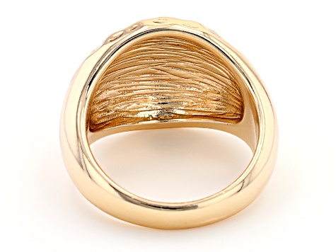 18k Yellow Gold Over Brass Textured Dome Ring