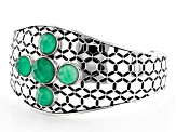 Green Onyx Rhodium Over Sterling Silver Honeycomb Cuff Bracelet