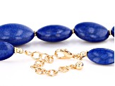 Blue Bead Gold Tone Necklace and Earring Set