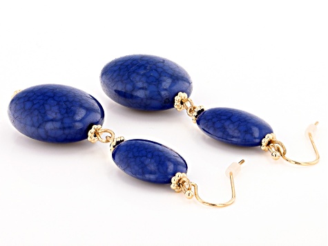 Blue Bead Gold Tone Necklace and Earring Set
