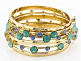 Mint Green Crystal Gold Tone Bracelet Set